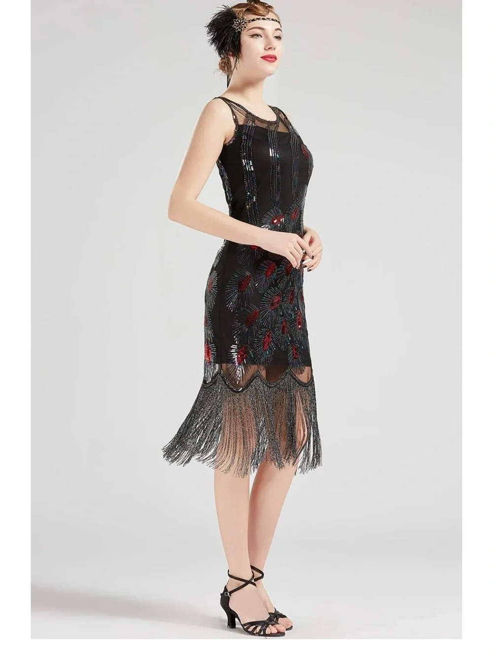 BABEYOND Coucoland 1920s
Peacock Flapper Dress for Women, M, Black, Multicolor - Picture 13 of 15